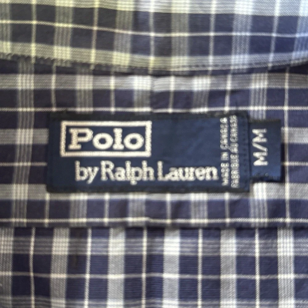Polo Ralph Lauren Mens Classic Fit Blue Plaid Button Up Long Sleeve Shirt Size M